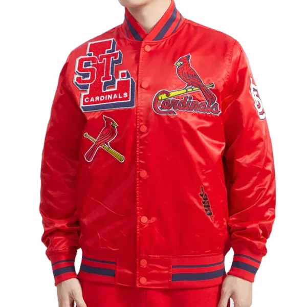 Men's St. Louis Cardinals Mashup Full-Snap Red Varsity Satin Jacket