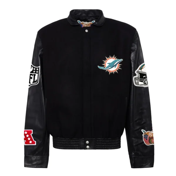 Miami Dolphins Jeff Hamilton Black Varsity Jacket