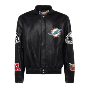 Miami Dolphins Jeff Hamilton Full Black Leather Jacket