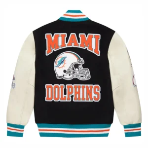 Miami Dolphins OVO Black Full-Snap Varsity Jacket 1
