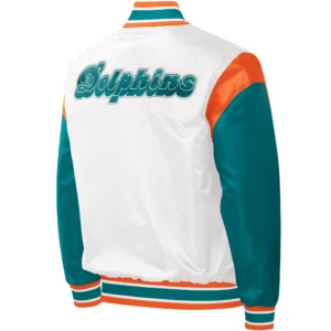 Miami Dolphins Pitch White Varsity Jacket 1