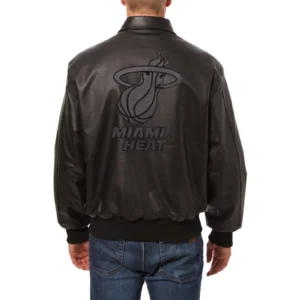 Miami Heat Black Shirt Collar Bomber Varsity Jacket 1