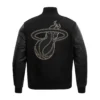 Miami Heat Black and Gold Wool Varsity Black Jacket 3