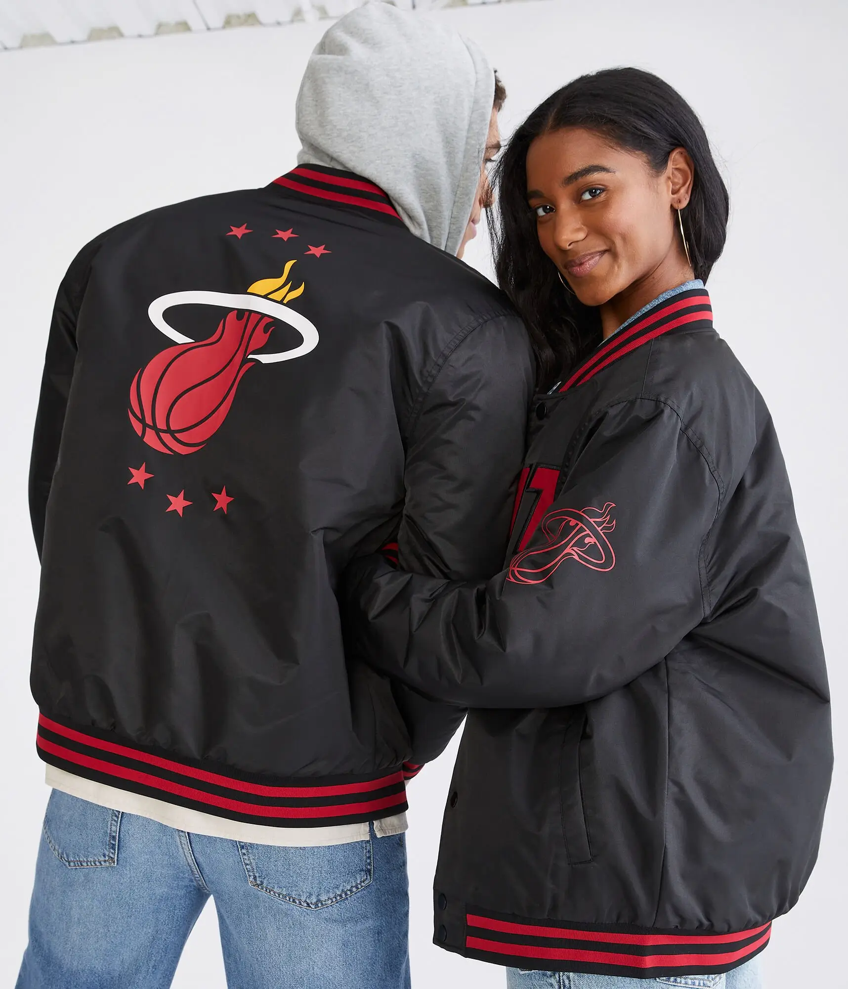 Miami Heat Bomber Black Varsity Couple Jacket 1