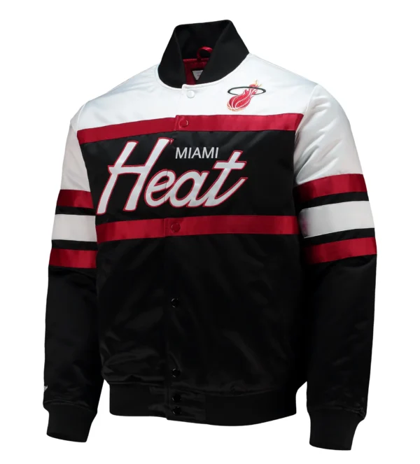 Miami Heat Hardwood Classics Script Black Varsity Jacket