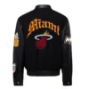 Miami Heat Old English Black Wool Varsity Jacket 1