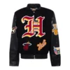Miami Heat Old English Black Wool Varsity Jacket