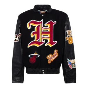 Miami Heat Old English Black Wool Varsity Jacket