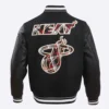 Miami Heat Pro Prep Ribbed Knitted Black Varsity Jacket 3