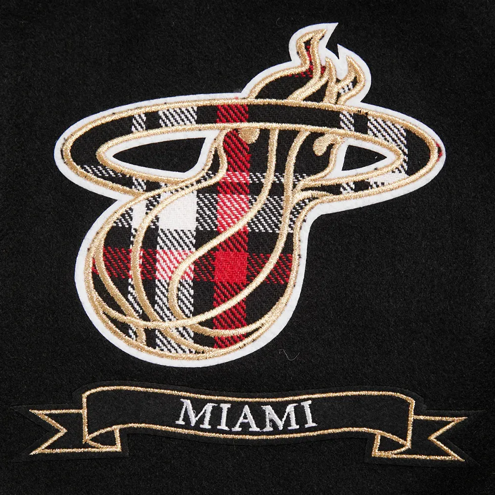 Miami Heat Pro Prep Ribbed Knitted Black Varsity Jacket 4