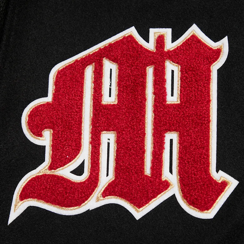 Miami Heat Pro Prep Ribbed Knitted Black Varsity Jacket 5