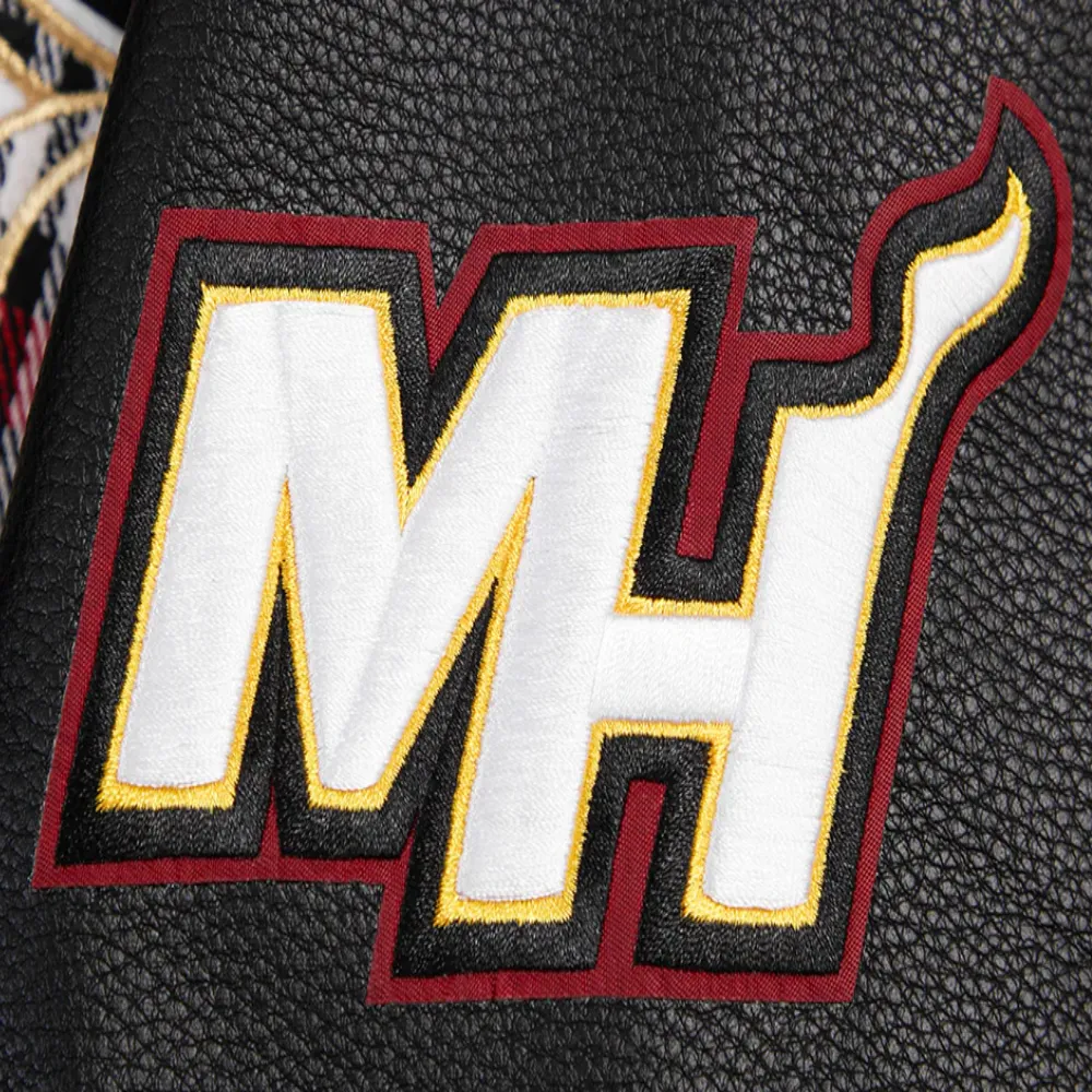 Miami Heat Pro Prep Ribbed Knitted Black Varsity Jacket 7