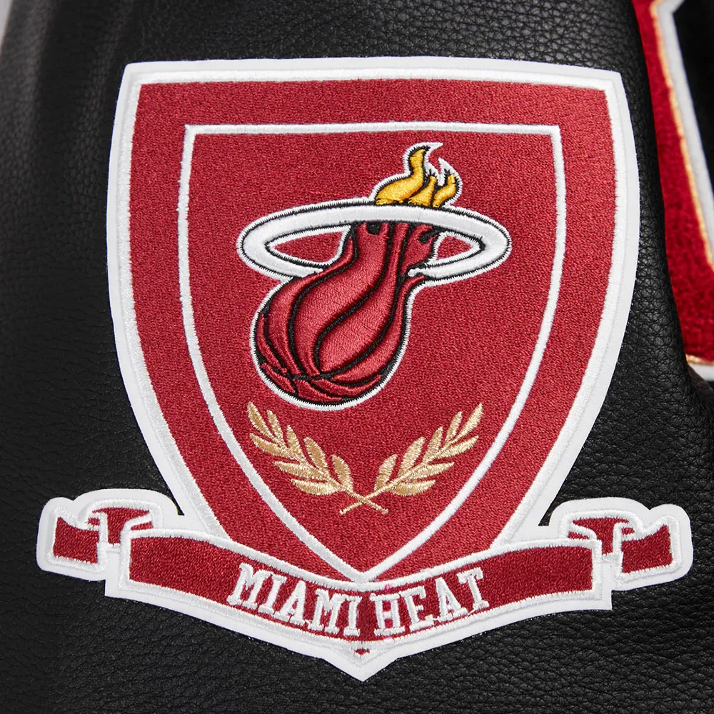 Miami Heat Pro Prep Ribbed Knitted Black Varsity Jacket 8