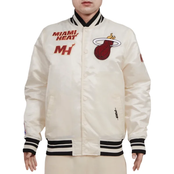 Miami Heat Retro Classic Varsity Cream Jacket
