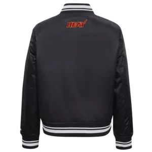 Miami Heat Script Tail Black Varsity Jacket 3