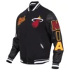 Miami Heat Script Tail Black Wool Varsity Jacket 1