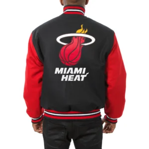 Miami Heat Two Tone Black Wool Varsity Jacket 1