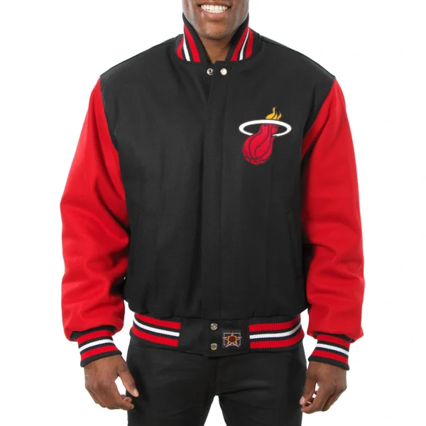 Miami Heat Two Tone Black Wool Varsity Jacket