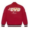 Miami Heat X OVO Wool Maroon Varsity Jacket 1