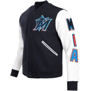Miami Marlins Classic Rib Wool & Leather Varsity Jacket