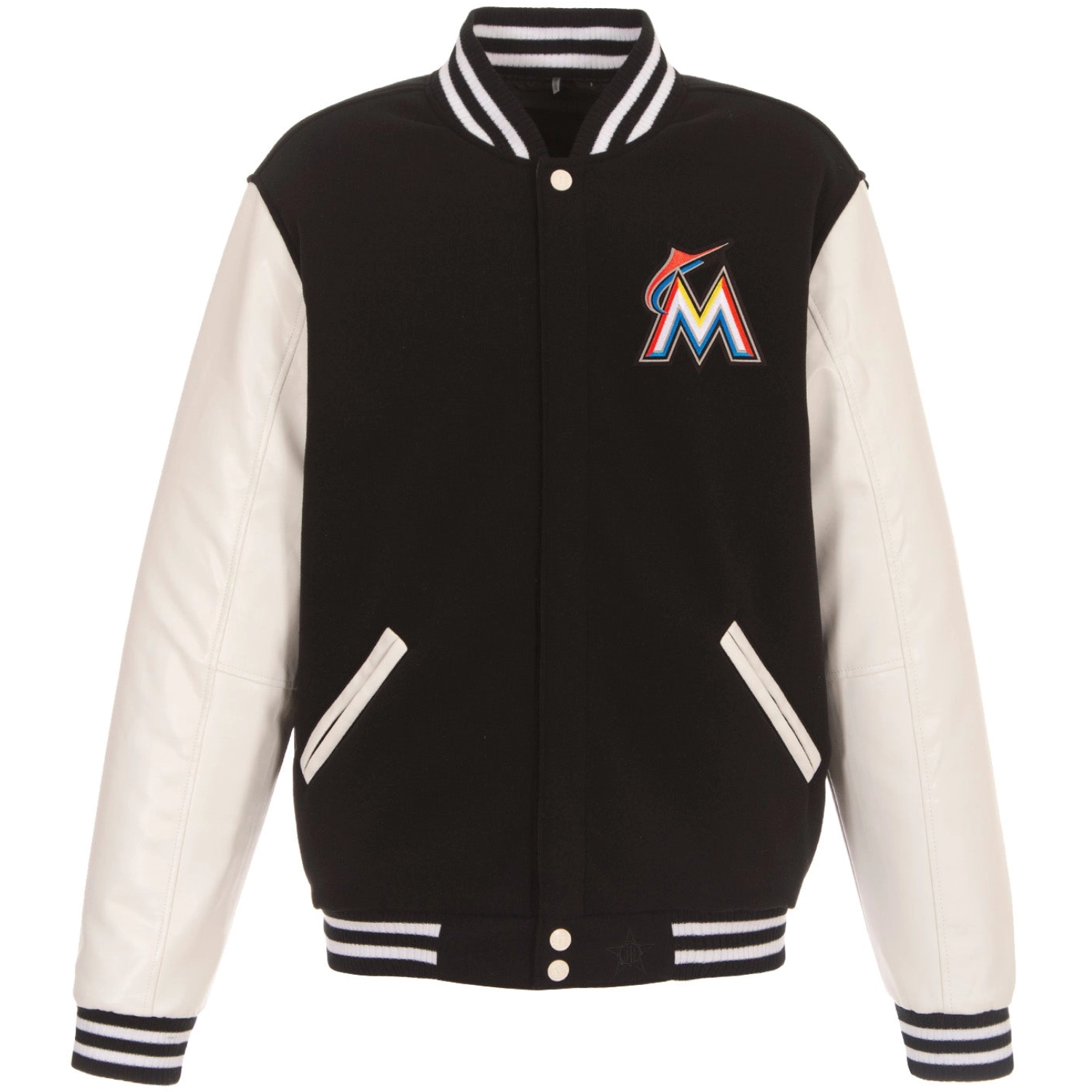 Miami Marlins Design Two Tone Wool & Faux leather Varsity Jacket
