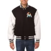 Miami Marlins Domestic Two Tone Wool & Leather Varsity Jacket