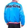 Miami Marlins Full-Snap Satin Varsity Jacket 1