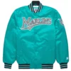 Miami Marlins Homage Bomber Full-Snap Satin Varsity Jacket