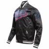 Miami Marlins Script Tail Men’s Black Satin Varsity Jacket 2