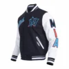 Miami Marlins Script Tail Men’s Rib Wool & Leather Varsity Jacket