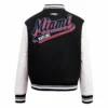 Miami Marlins Script Tail Women’s Wool & Leather Varsity Jacket 1
