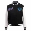 Miami Marlins Script Tail Women’s Wool & Leather Varsity Jacket