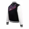 Miami Marlins Script Tail Women’s Wool & Leather Varsity Jacket 3
