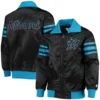 Miami Marlins The Captain II Full-Zip Satin Varsity Black Jacket 3