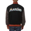 Miami Marlins Two Tone Wool Varsity Jacket Black & Gray 1