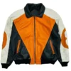 Michael Hoban 8 Ball Men's Orange Genuine Leather Jacket