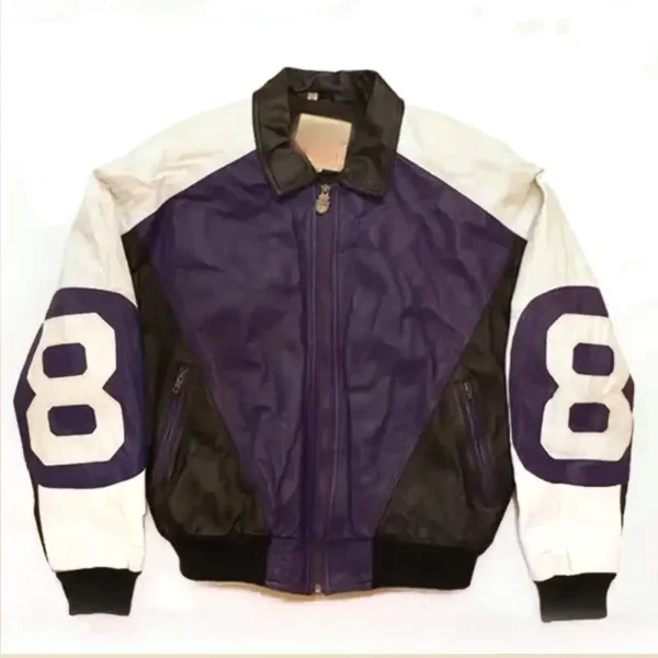 Michael Hoban 8 Ball Men's Purple Genuine Leather Jacket