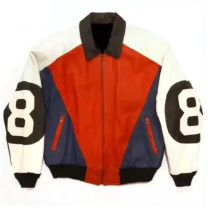 Michael Hoban Eight Ball Men's Red and Purple Leather Jacket