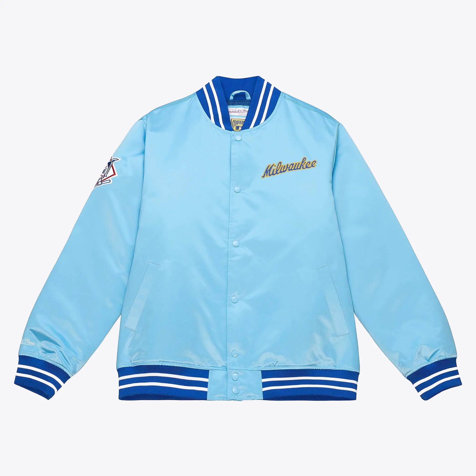 Milwaukee Brewers Heavyweight Full-Snap Satin Varsity Jacket