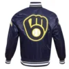 Milwaukee Brewers Mashup Full-Snap Satin Varsity Jacket 1