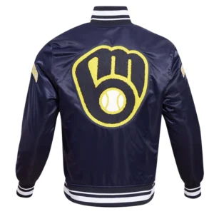 Milwaukee Brewers Mashup Full-Snap Satin Varsity Jacket 1