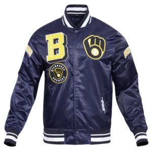 Milwaukee Brewers Mashup Full-Snap Satin Varsity Jacket