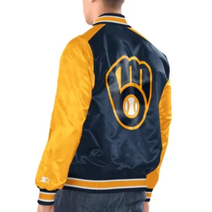 Milwaukee Brewers Renegade Satin Varsity Jacket 1