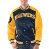 Milwaukee Brewers Renegade Satin Varsity Jacket