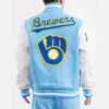 Milwaukee Brewers Retro Classic Wool & Leather Varsity Jacket Blue & White 1