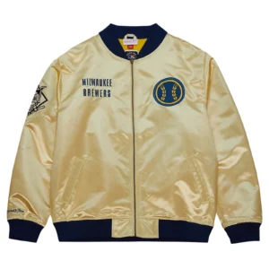 Milwaukee Brewers Team OG 2.0 Satin Full-Zip Varsity Gold Jacket