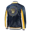 Milwaukee Brewers The Ace Satin Varsity Jacket – Navy 1