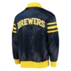 Milwaukee Brewers The Captain II Satin Varsity Jacket – Navy 1 - Copy