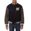 Milwaukee Brewers Two Tone Handcrafted Logo BlackGray Wool Jacket