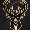 Milwaukee Bucks Black Glam Varsity Jacket 3